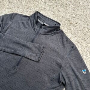 KUHL Alloy 1/4 Zip Large Sweatshirt Dark Gray Heathered Pullover 3118 Quarter